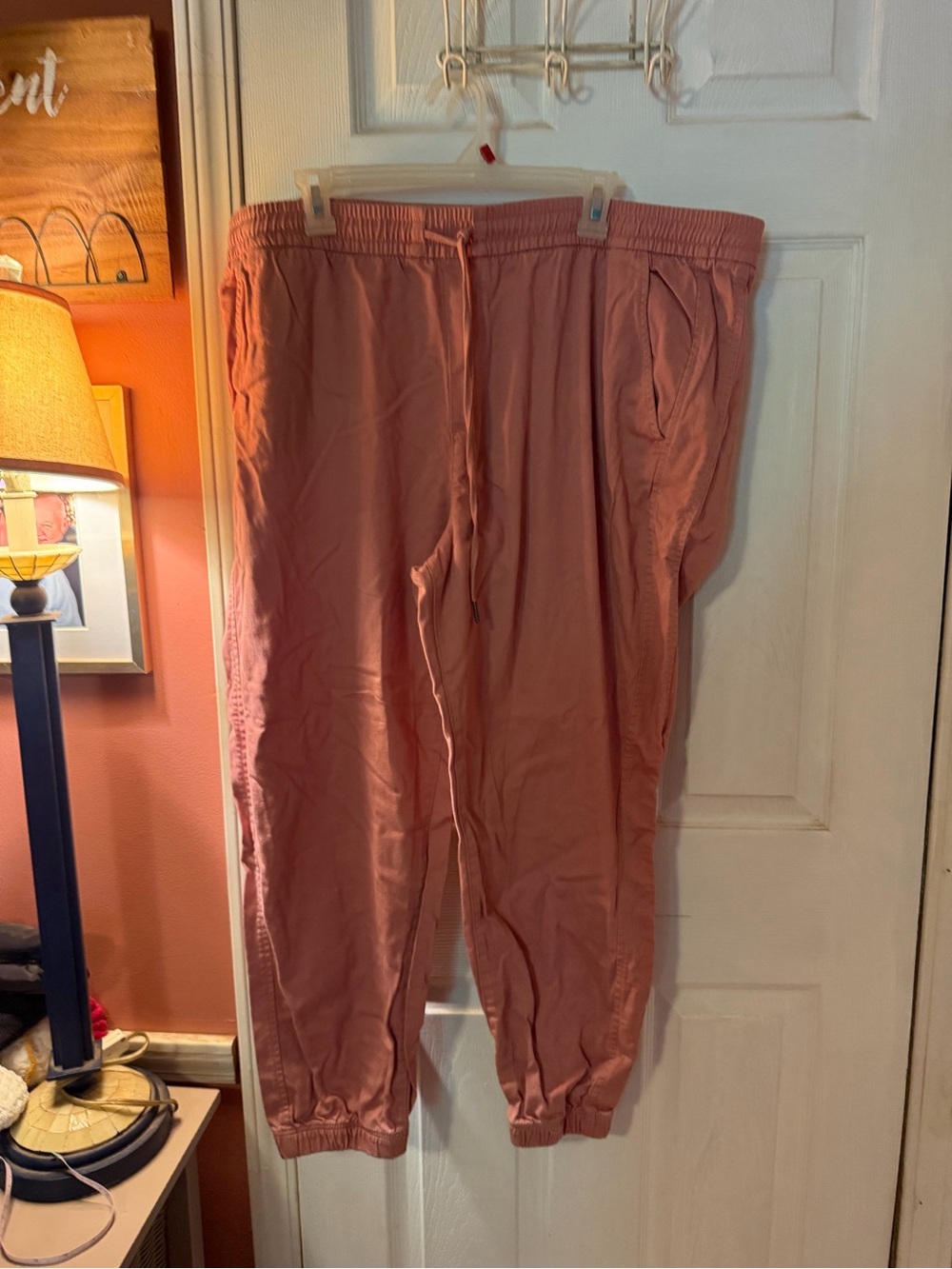 Women’s Casual Drawstring Jogger Pants - Dusty Rose color